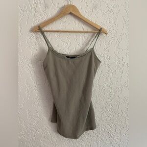 EXPRESS Vintage Y2K Lace Trimmed Cotton Stretch Cami Top Built in Shelf Bra